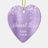 Glittery Lavendel Folie Sweet 16 Foto Keramisch Ornament (Links)