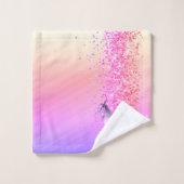 Glittery Lavendel Roze Eenhoorn Gepersonaliseerd Bad Handdoek (Wasdoekje)