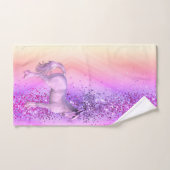 Glittery Lavendel Roze Eenhoorn Gepersonaliseerd Bad Handdoek (Handdoek)