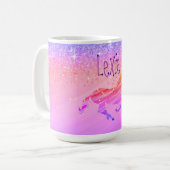 Glittery Lavendel Roze Eenhoorn Gepersonaliseerd Koffiemok (Voorkant links)