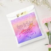 Glittery Lavendel Roze Eenhoorn Verjaardag Custom Bedankzakje (Gezegeld)