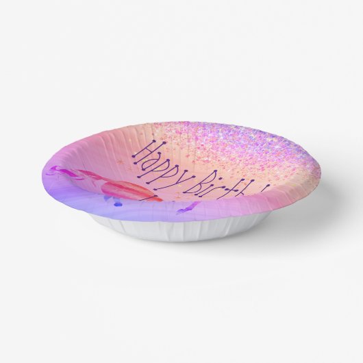 Glittery Lavender and Pink Unicorn Birthday Papieren Kommen (Gebogen)