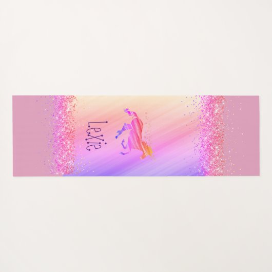 Glittery Lavender en Roze Persoonlijke Unicorn Yogamat (Achterkant (horizontaal))