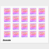 Glittery Lavender en Roze Unicorn Vierkante Sticker (Vel)