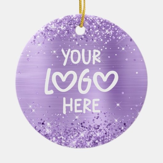 Glittery Lavender Faux Foil Business Logo Holiday Keramisch Ornament (Voorkant)