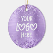 Glittery Lavender Faux Foil Business Logo Holiday Keramisch Ornament (Links)