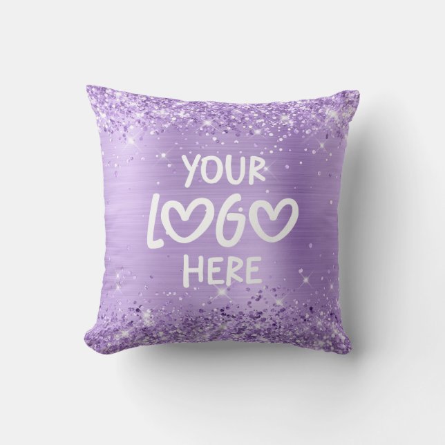 Glittery Lavender Faux Foil Business Logo Kussen (Voorkant)