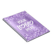 Glittery Lavender Faux Foil Business Logo Notitieboek (Rechterzijde)