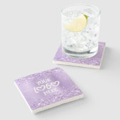 Glittery Lavender Faux Foil Business Logo Stenen Onderzetter (Zijkant)