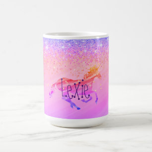 Glittery Lavender Pink Unicorn Koffiemok