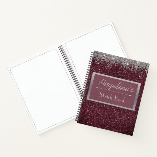 Glittery Lavender Silver Sketch Book Notitieboek (Binnen)