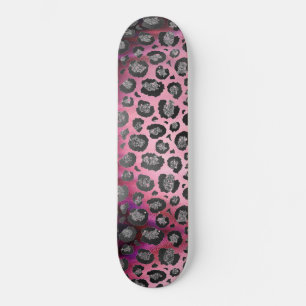 Glittery Leopard Print op Glansy Hot Pink Persoonlijk Skateboard