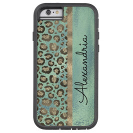 Glittery Leopard Print op Glossy Green Case-Mate iPhone Case