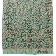 Glittery Leopard Print op Glossy Green