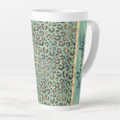 Glittery Leopard Print op Glossy Green Latte Mok (Rechterhoek)