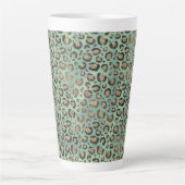 Glittery Leopard Print op Glossy Green Latte Mok (Voorkant)