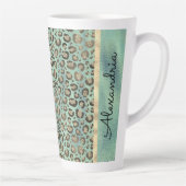 Glittery Leopard Print op Glossy Green Latte Mok (Rechts)