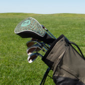 Glittery Leopard Print op Glossy Green Monogram Golfheadcover (Insitu)