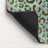 Glittery Leopard Print op Glossy Green Muismat (Hoek)
