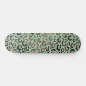 Glittery Leopard Print op Glossy Green Persoonlijk Skateboard (Horizontaal)