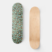 Glittery Leopard Print op Glossy Green Persoonlijk Skateboard (Voorkant)