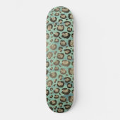 Glittery Leopard Print op Glossy Green Persoonlijk Skateboard (Voorkant)