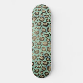 Glittery Leopard Print op Glossy Green Persoonlijk Skateboard