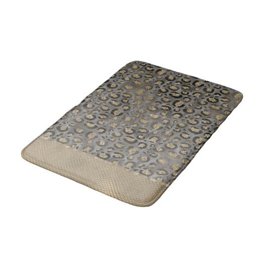 Glittery Leopard Print op Glossy Grey Badmat (Gekanteld)