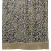 Glittery Leopard Print op Glossy Grey Douchegordijn (Voorkant)