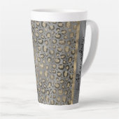 Glittery Leopard Print op Glossy Grey Latte Mok (Rechterhoek)