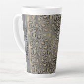 Glittery Leopard Print op Glossy Grey Latte Mok (Linkerhoek)
