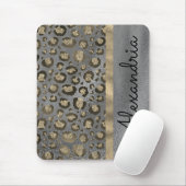Glittery Leopard Print op Glossy Grey Muismat (Met muis)