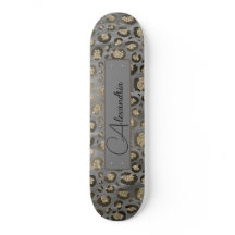 Glittery Leopard Print op Glossy Grey Persoonlijk