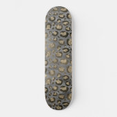 Glittery Leopard Print op Glossy Grey Persoonlijk Skateboard (Voorkant)