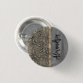 Glittery Leopard Print op Glossy Grey Ronde Button 3,2 Cm (Voorkant /achterkant)
