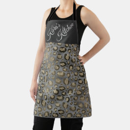 Glittery Leopard Print op Glossy Grey Schort