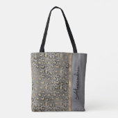 Glittery Leopard Print op Glossy Grey Tote Bag (Achterkant)