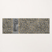 Glittery Leopard Print op Glossy Grey Yogamat (Achterkant (horizontaal))
