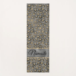 Glittery Leopard Print op Glossy Grey  Yogamat