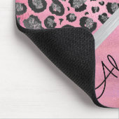 Glittery Leopard Print op Glossy Hot Pink iPad P Muismat (Hoek)