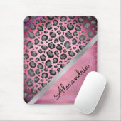 Glittery Leopard Print op Glossy Hot Pink iPad P Muismat (Met muis)