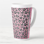 Glittery Leopard Print op Glossy Hot Pink    Latte Mok (Rechterhoek)