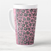 Glittery Leopard Print op Glossy Hot Pink    Latte Mok (Linkerhoek)