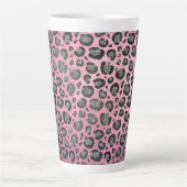 Glittery Leopard Print op Glossy Hot Pink    Latte Mok (Voorkant)