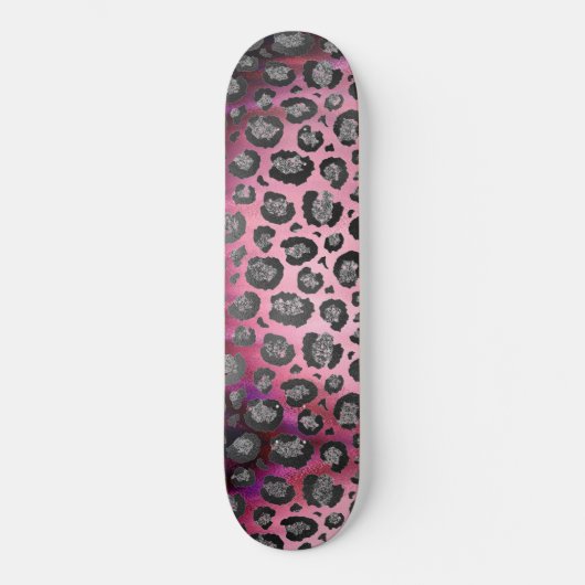 Glittery Leopard Print op Glossy Hot Pink    Persoonlijk Skateboard (Voorkant)