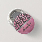 Glittery Leopard Print op Glossy Hot Pink Ronde Button 3,2 Cm (Voorkant /achterkant)