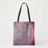 Glittery Leopard Print op Glossy Hot Pink  Tote Bag (Voorkant)