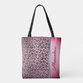 Glittery Leopard Print op Glossy Hot Pink  Tote Bag (Achterkant)