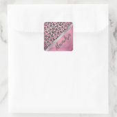 Glittery Leopard Print op Glossy Hot Pink Vierkante Sticker (Tas)