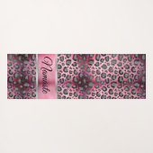 Glittery Leopard Print op Glossy Hot Pink   Yogamat (Achterkant (horizontaal))